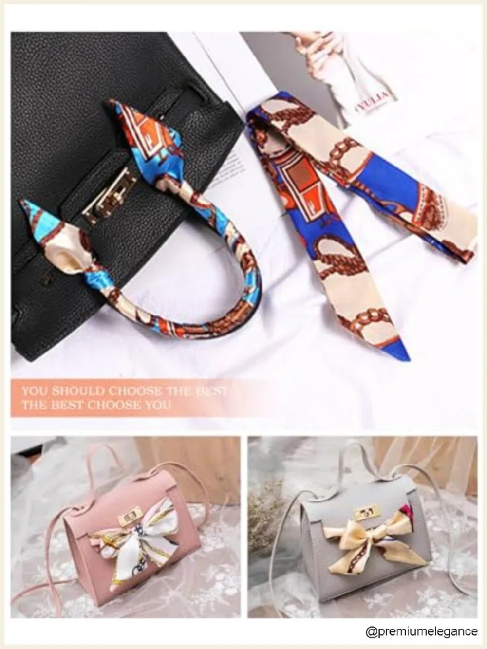 6 Pack Satin Scarf Wraps for Handbag Handle Decoration Neck Scarves